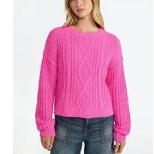 Sage & Oak Hot Pink Cable Knit Sweater (Medium)- Never Worn